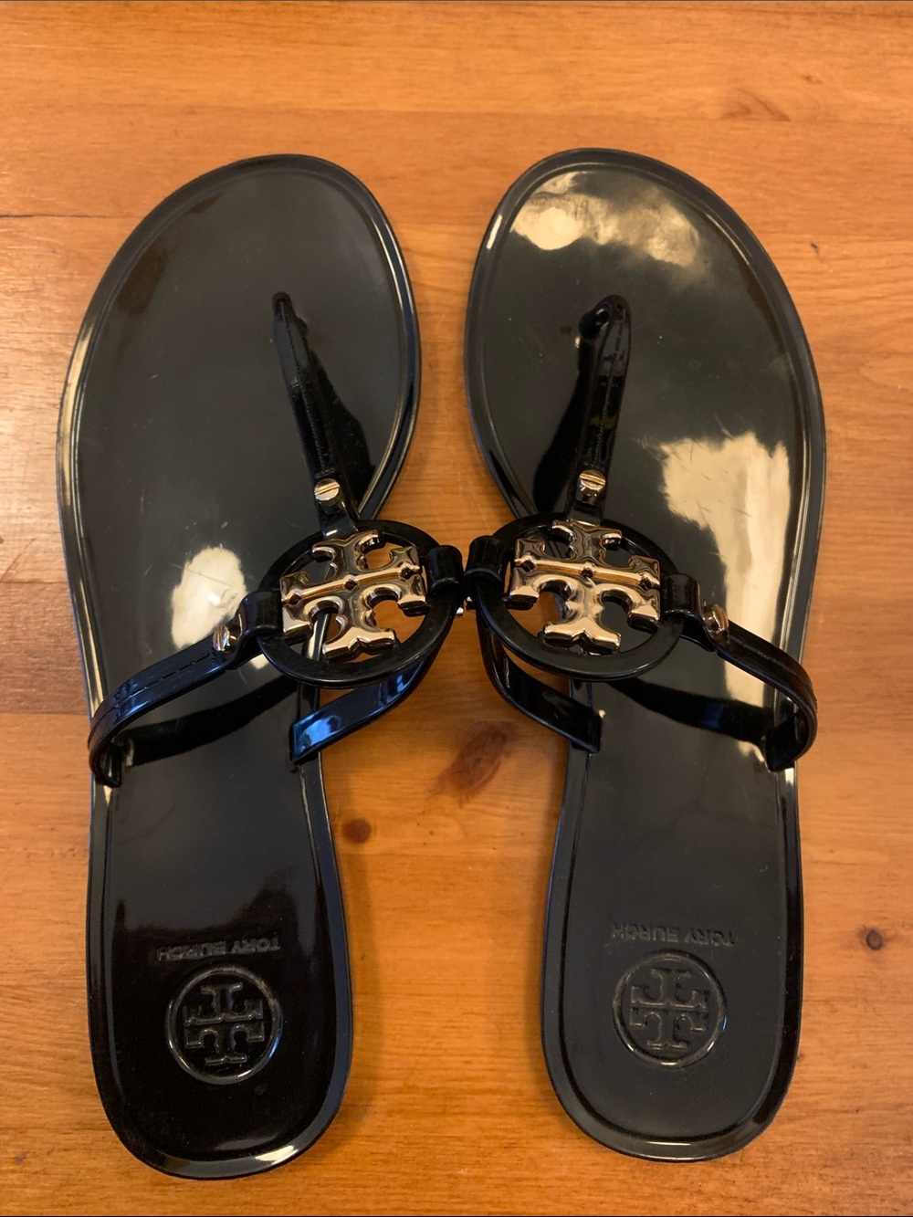 Tory Burch Black Patent Mini Miller Jelly Sandals